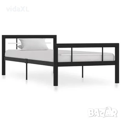 vidaXL Рамка за легло, черно и бяло, метал, 90x200 см(SKU:284550, снимка 1