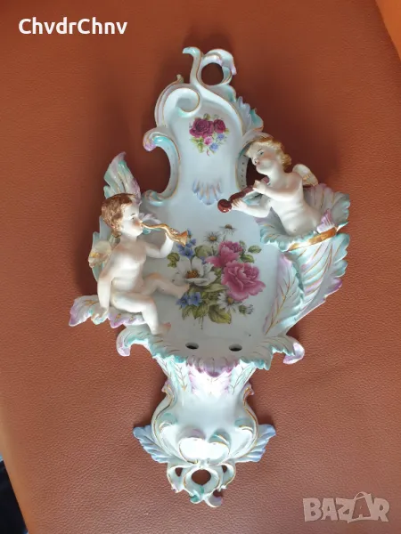 52см порцеланово пано за стена/музиканти-херувими/стара барокова италианска фигура-композиция, снимка 1