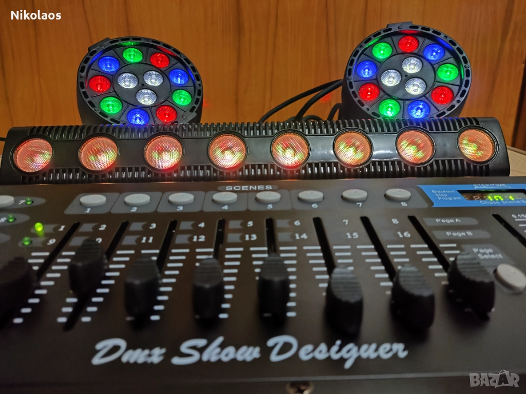 (Нов)Комплект осветление DMX,LED,прожектори, контролер,кабели, снимка 1