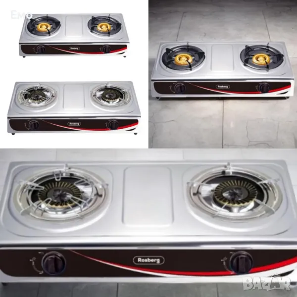 Котлон газов двоен Rosberg Premium , 30 mbar, със защита, Неръжд, стомана, снимка 1