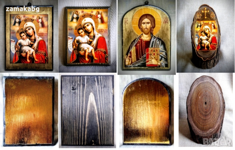 Уникални ръчно изработени репродукции на икони върху естествено дърво, снимка 1