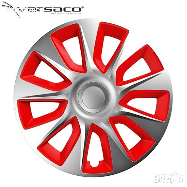 ТАСОВЕ ЗА ДЖАНТИ 14" VERSACO STRATOS SILVER/RED, снимка 1