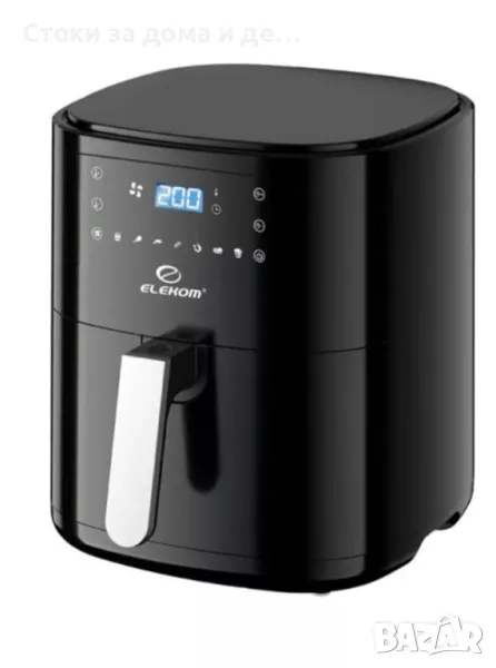 ✨Еър Фрайер ELEKOM ЕК-6002 D, 6 Литра, 7 програми, LED дисплей, Таймер, 1700 W, Черен , снимка 1