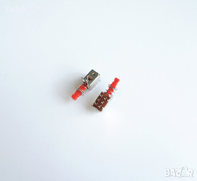 Малък бутон 6pin 22x7x7mm с 2 положения незадържащ жълт H=10mm, снимка 1