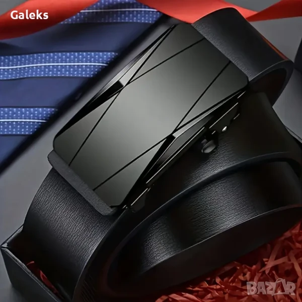 Мъжки, Официални/Дизайнерски черни автоматични кожени колани с модерен дизайн!, снимка 1