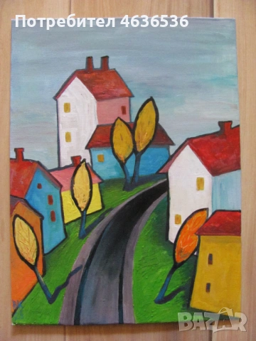 Картина масло, картон, подпис 40х30см., снимка 8 - Картини - 53442934