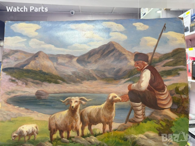 Стара картина маслени бой на картон , снимка 3 - Антикварни и старинни предмети - 53814939