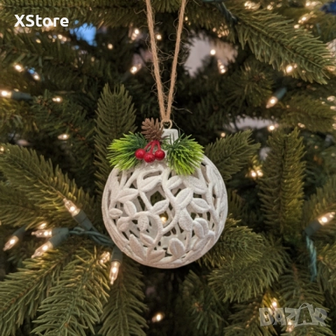 Коледни играчки за елха „Winter White Elegance“–луксозни висящи декорарации със скандинавски стил, снимка 7 - Декорация за дома - 52439679