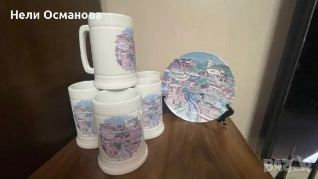 Керамични халби за бира 0.400 и чинии ф 20, снимка 3 - Чаши - 49772182