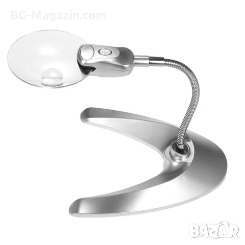 Увеличителна настолна лупа с LED осветление лед лампа регулируемо чупещо се рамо за четене гоблени, снимка 3 - Други инструменти - 50921155