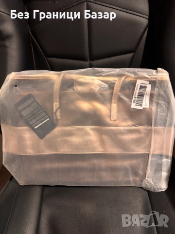 Нова Дамска просторна чанта златиста tote от еко кожа с цип за ежедневие плаж пазар