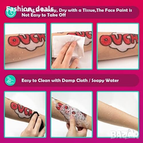 Нов Комплект 16 Цвята Грим за Лице + Флагове Футбол Карнавал Парти Деца Възрастни, снимка 7 - Други - 42697150