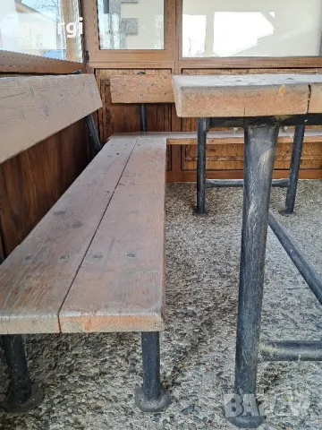 масивна маса с две скамейки, снимка 4 - Маси - 48764018