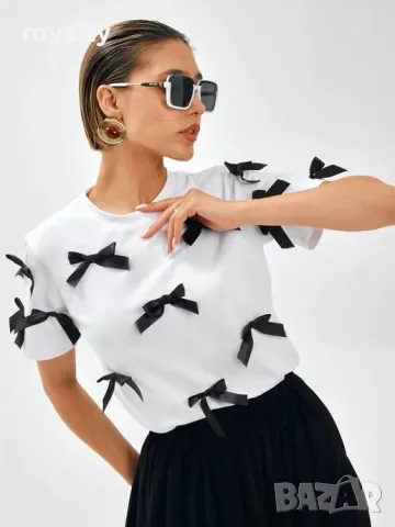 Памучна дамска тениска, снимка 2 - Тениски - 49713050