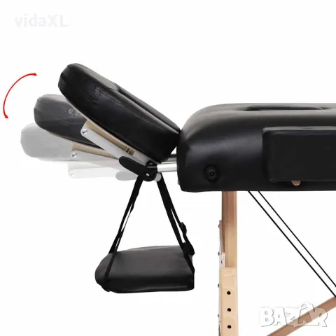 vidaXL Сгъваема масажна кушетка с 2 зони, 10 см плътен пълнеж, черна, снимка 4 - Кушетки - 56146045