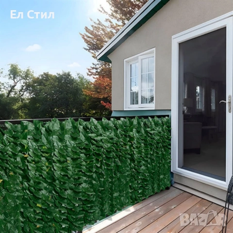 Ограда от зелени листа - панел за уединение с реалистичен вид 3 x 0,5 м, снимка 3 - Огради и мрежи - 53565268