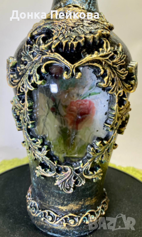 Бутилка за любимо питие - ръчна изработка , снимка 7 - Декорация за дома - 44574477