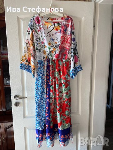 Дълга нова памук памучна елегантна ежедневна рокля тип кимоно широк ръкав флорален принт цветя , снимка 12 - Рокли - 41659723