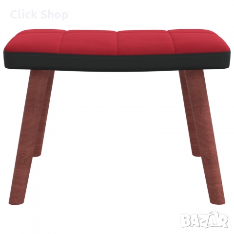 Люлеещ стол с табуретка, виненочервен, кадифе и PVC, снимка 7 - Столове - 36084076