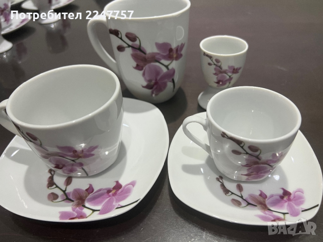 Шесторен сет Орхидея порцелан Германия, снимка 9 - Прибори за хранене, готвене и сервиране - 44652303