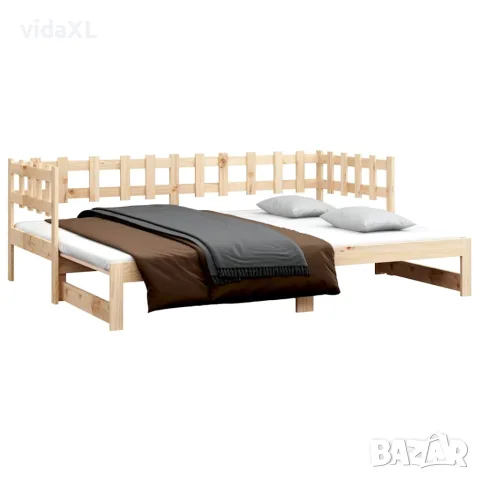 vidaXL Разтегателно дневно легло, 2x(90x200) см, борово дърво масив, снимка 3 - Спални и легла - 56148418