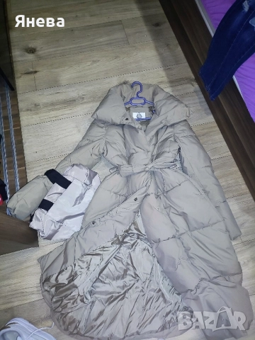 Дълго зимно дамско яке Цвят бежов, снимка 10 - Якета - 51857656