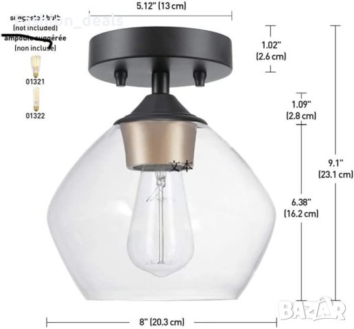 Нова Модерна таванна светлина с прозрачен стъклен нюанс/Дом Спалня Коридор, снимка 5 - Лампи за таван - 41445645