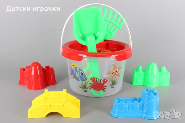 Кофичка за пясък с лопатка, гребло и форми за замък, снимка 2 - Други - 50449605
