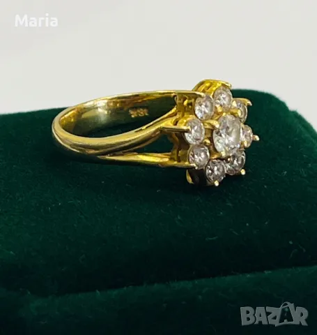Дамски пръстен жълто злато и брилянти, снимка 10 - Пръстени - 49970698