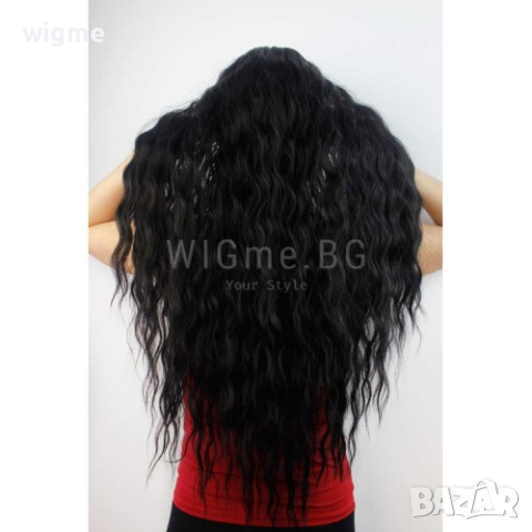 Дълга черна чуплива лейс фронт перука Джулиета, снимка 6 - Аксесоари за коса - 34899753