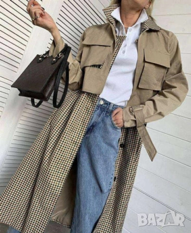 дамски комплект тренч и рокля, снимка 2 - Рокли - 51459920