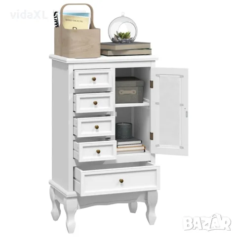 vidaXL Шкаф с 5 чекмеджета, 2 рафта, бял, снимка 4 - Скринове - 56146287