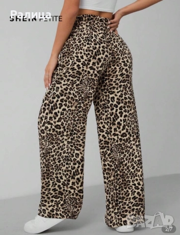 Нов леопардов панталон с широки крачоли, снимка 2 - Панталони - 51478097
