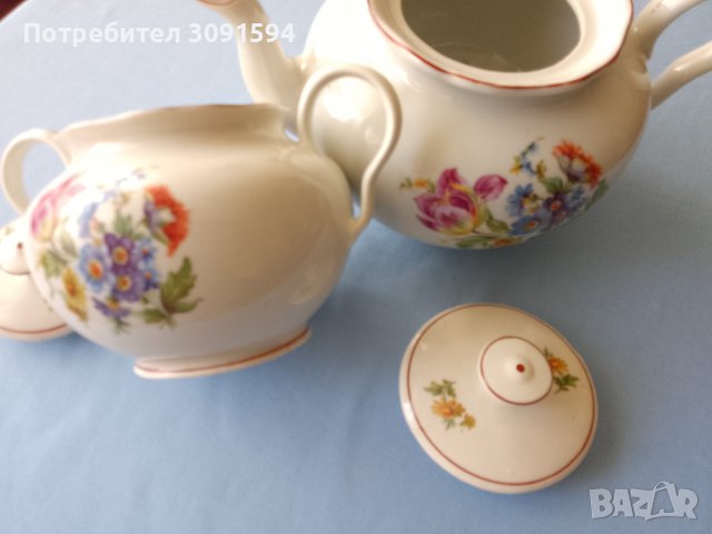  Стар Порцеланов чайник и захарница за чай , снимка 10 - Антикварни и старинни предмети - 41417845