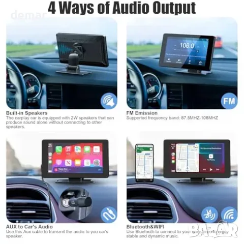 7-инчов безжичен CarPlay/Android Auto екран с GPS и AirPlay, снимка 4 - Аксесоари и консумативи - 55871348