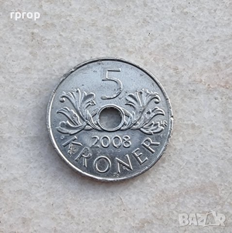 Монета. Норвегия. 5 крони. 2008 година., снимка 1 - Нумизматика и бонистика - 41597629