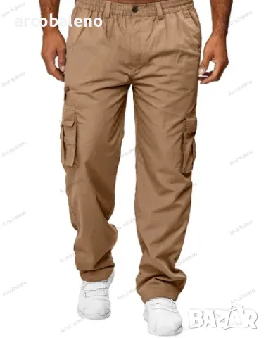 Ликвидация! Мъжки ежедневни прави карго панталони с много джобове - Доставка 24 часа , снимка 4 - Панталони - 49358062