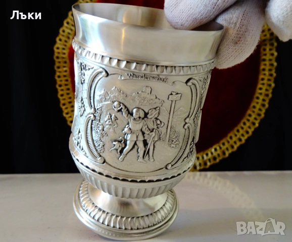 Чаша от калай с картини Влюбени,Пътешествие,Пролет. , снимка 6 - Антикварни и старинни предмети - 51571181