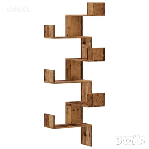 vidaXL Стенен ъглов рафт старо дърво 45x45x147 см инженерно дърво, снимка 1 - Етажерки - 56148285