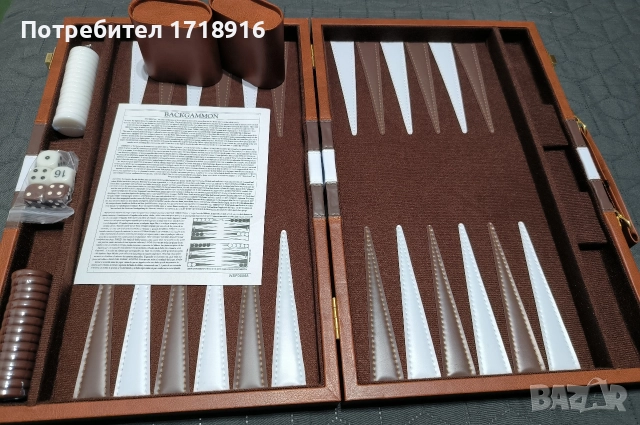 Кожена табла за игра, тип куфарче, снимка 2 - Шах и табла - 52747254