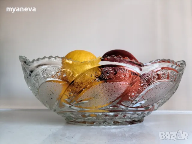 Кристална , тежка , масивна фруктиера , снимка 3 - Аксесоари за кухня - 49012529