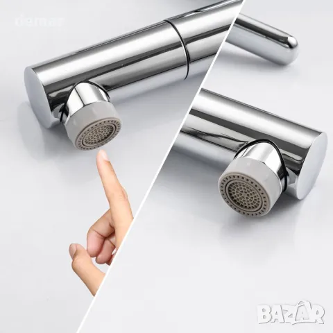 Смесител за мивка LakeBay с издърпващ се връх, моноблок с един отвор и единичен лост, маркучи G 1/2", снимка 7 - Смесители - 49333696