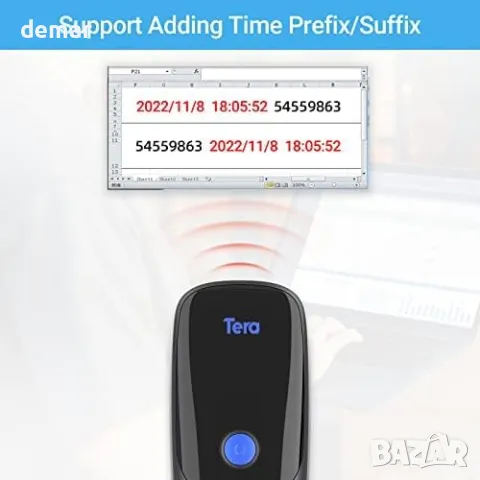 Tera 2D мини Bluetooth баркод скенер 1D 2D QR безжичен преносим USB, 1300, снимка 6 - Друга електроника - 48343044