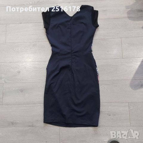 Тъмносиня рокля с флорален акцент!!!, снимка 8 - Рокли - 34856614