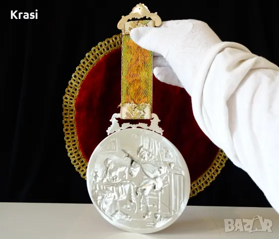 Пано,плакет от калай Лютнист,WMF , снимка 7 - Антикварни и старинни предмети - 49496593