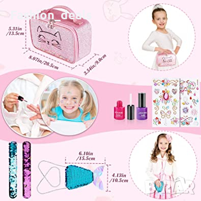 Нов Комплект детски грим играчки с козметична чанта 21 части за момиче 3г+, снимка 3 - Образователни игри - 36301553