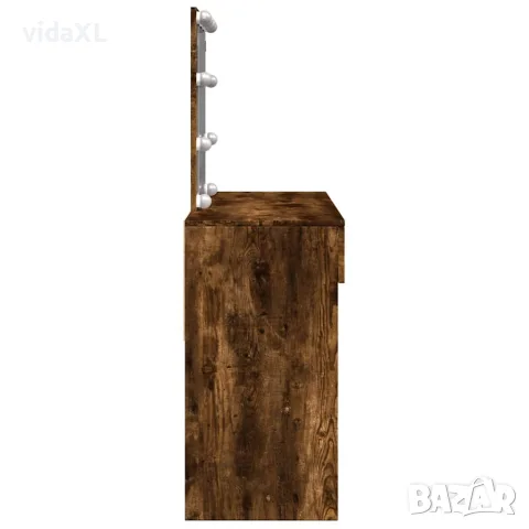 vidaXL Тоалетка с LED, опушен дъб, 100x40x130 см, снимка 6 - Тоалетки - 56148268