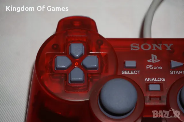 Много Рядък Оригинален Червен Прозрачен PSone Аналогов Контролер за PS1/PS2 в Отлично Състояние, снимка 4 - Аксесоари - 50085632
