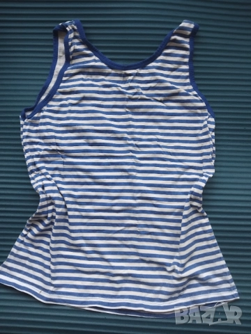 Дамски памучен потник с моряшки десен, снимка 4 - Потници - 52415726