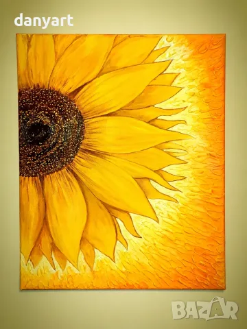 Релефна картина „Слънчоглед“ 30×40 см – ръчно рисувана